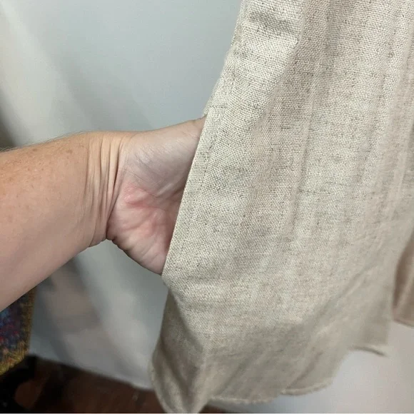 Madewell V Neck Button Down Linen Blend Romper - Picture 5 of 13